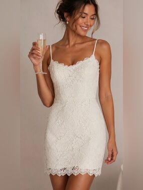Dress The Population White Lace Mini Dress. Size Large.